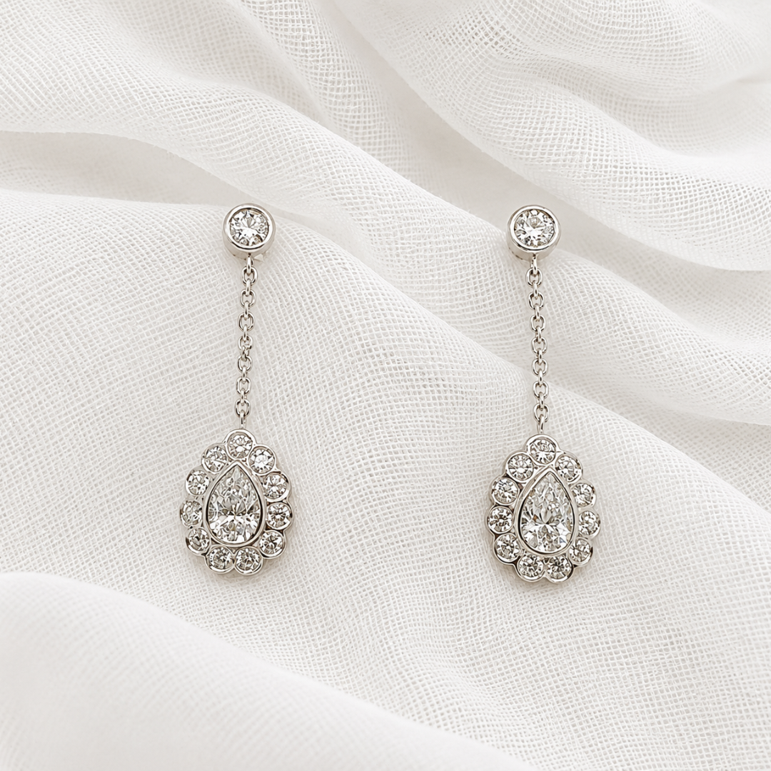 Pear Cut Diamond Drop Earrings