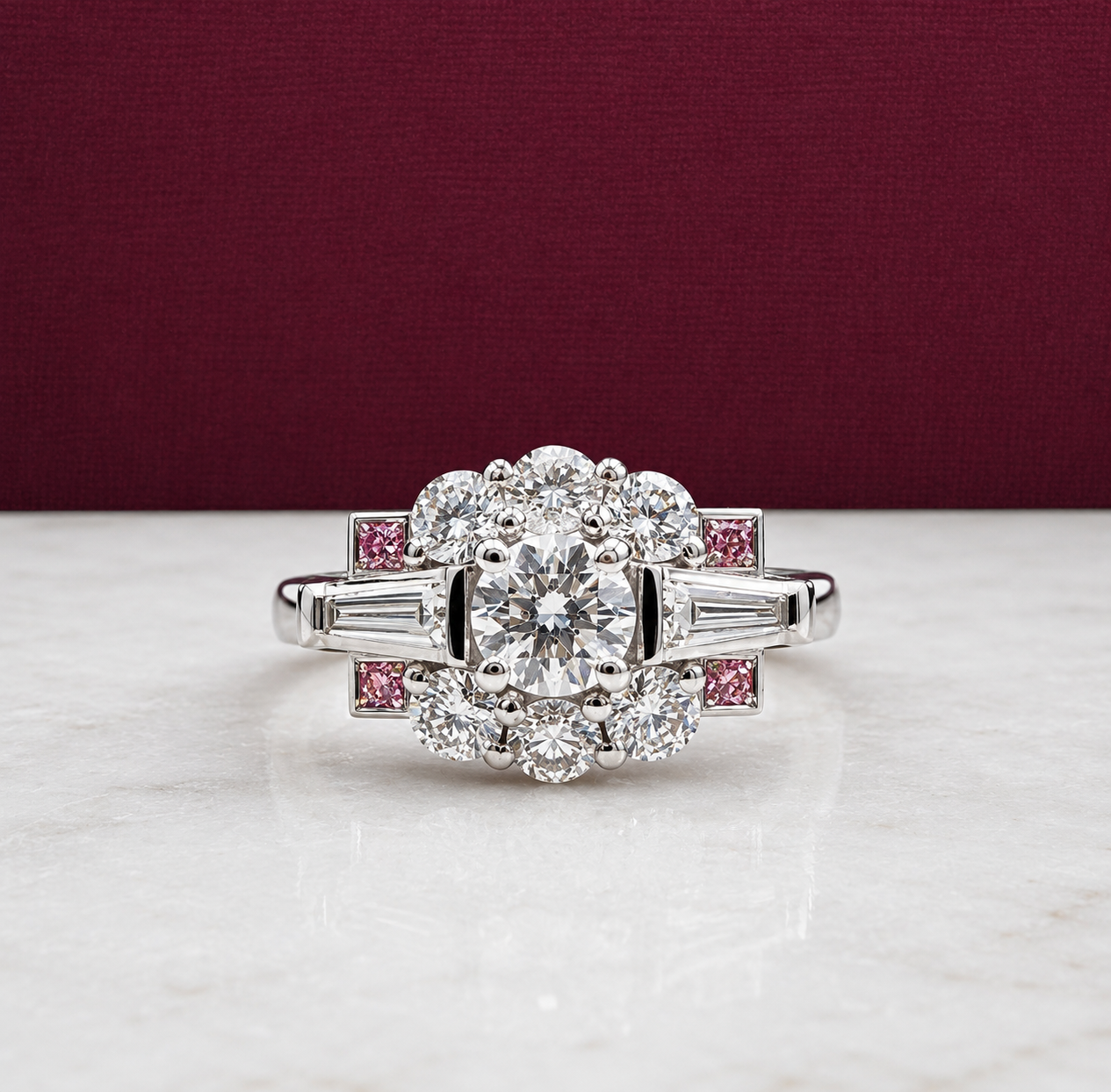 Deco Style Pink Diamond Dress Ring