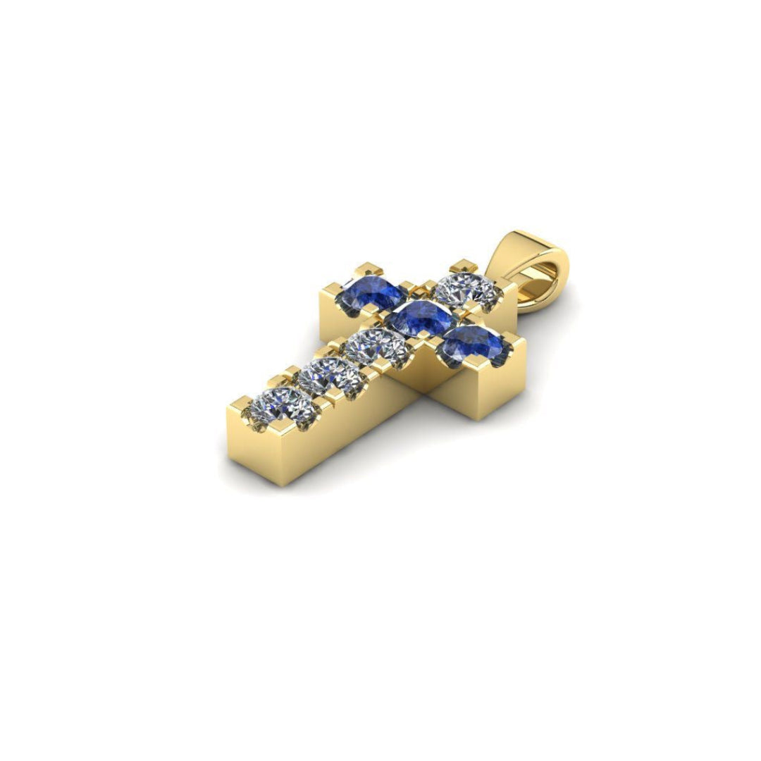 Sapphire & Diamond Cross Pendant