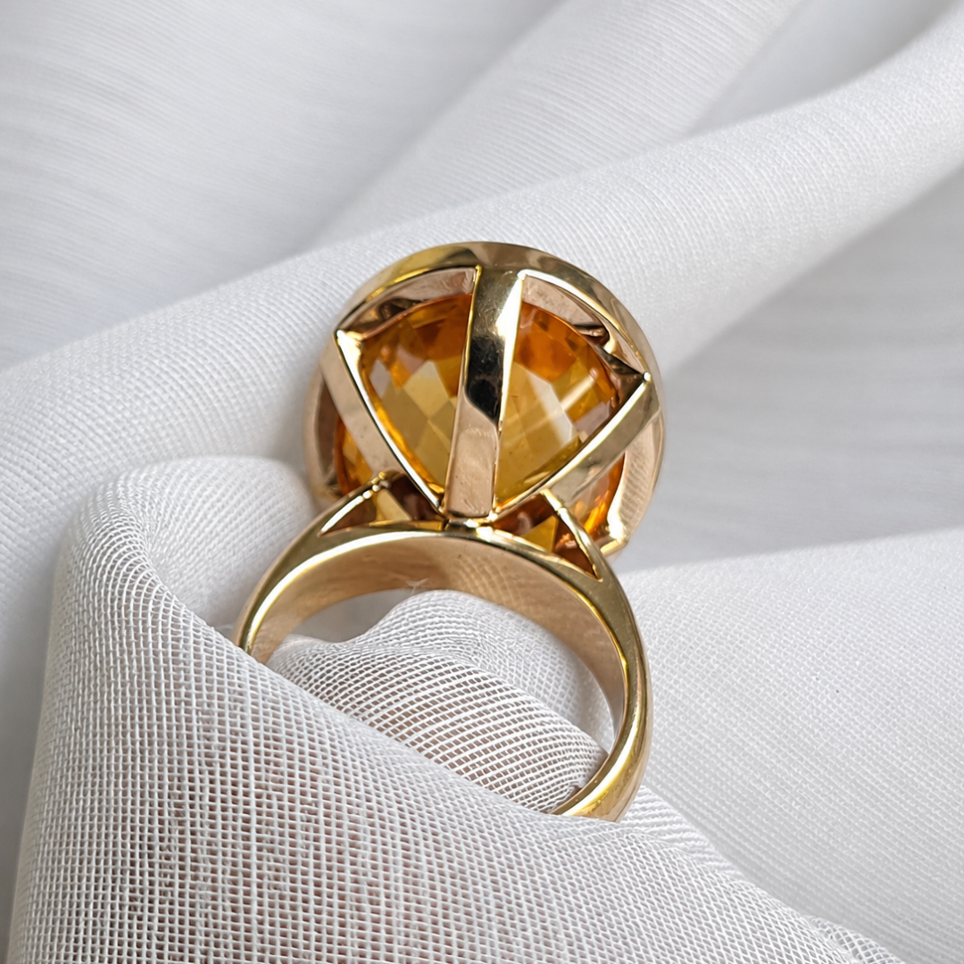 Golden Oval Citrine Statement Ring