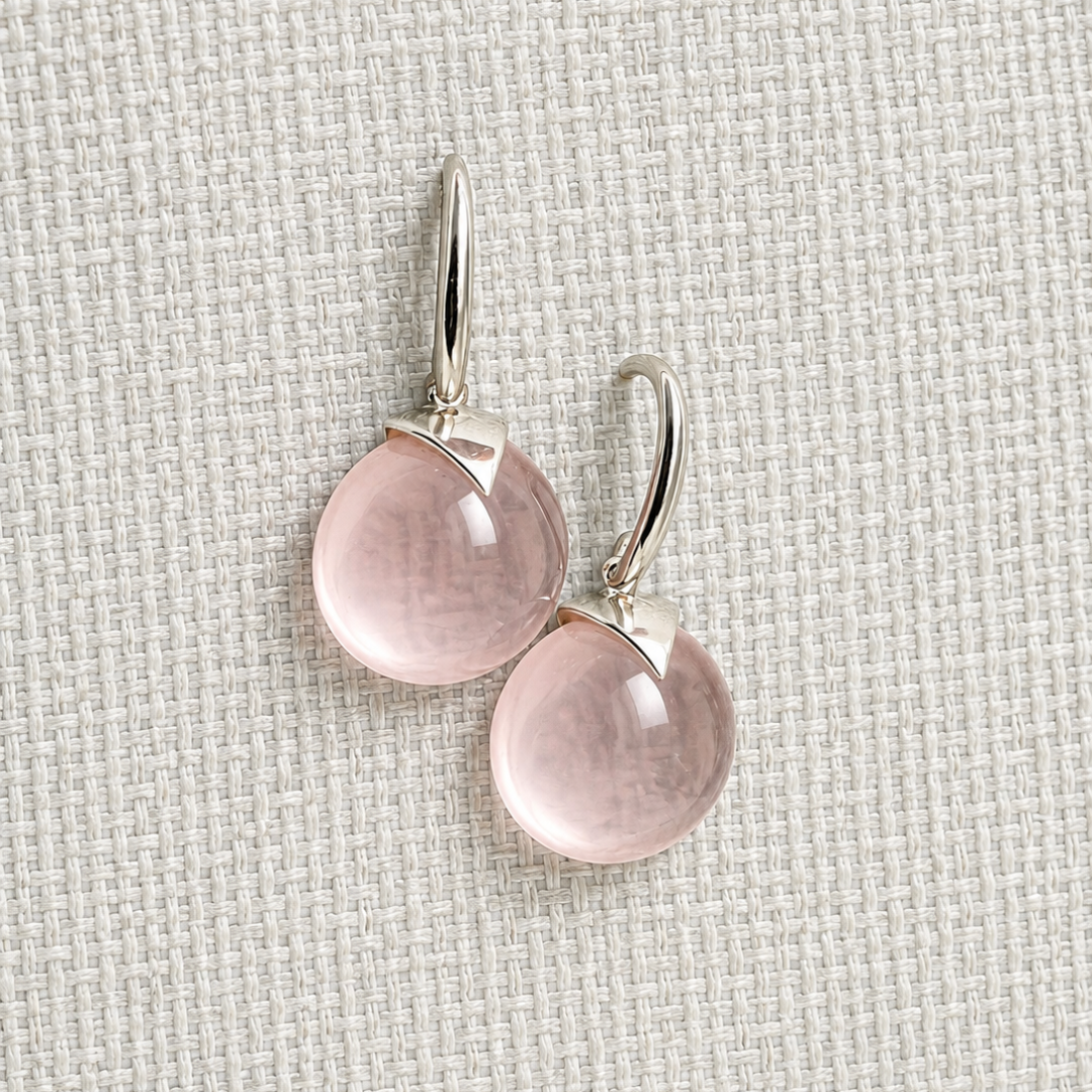 Rose Quartz Cabochon Earrings