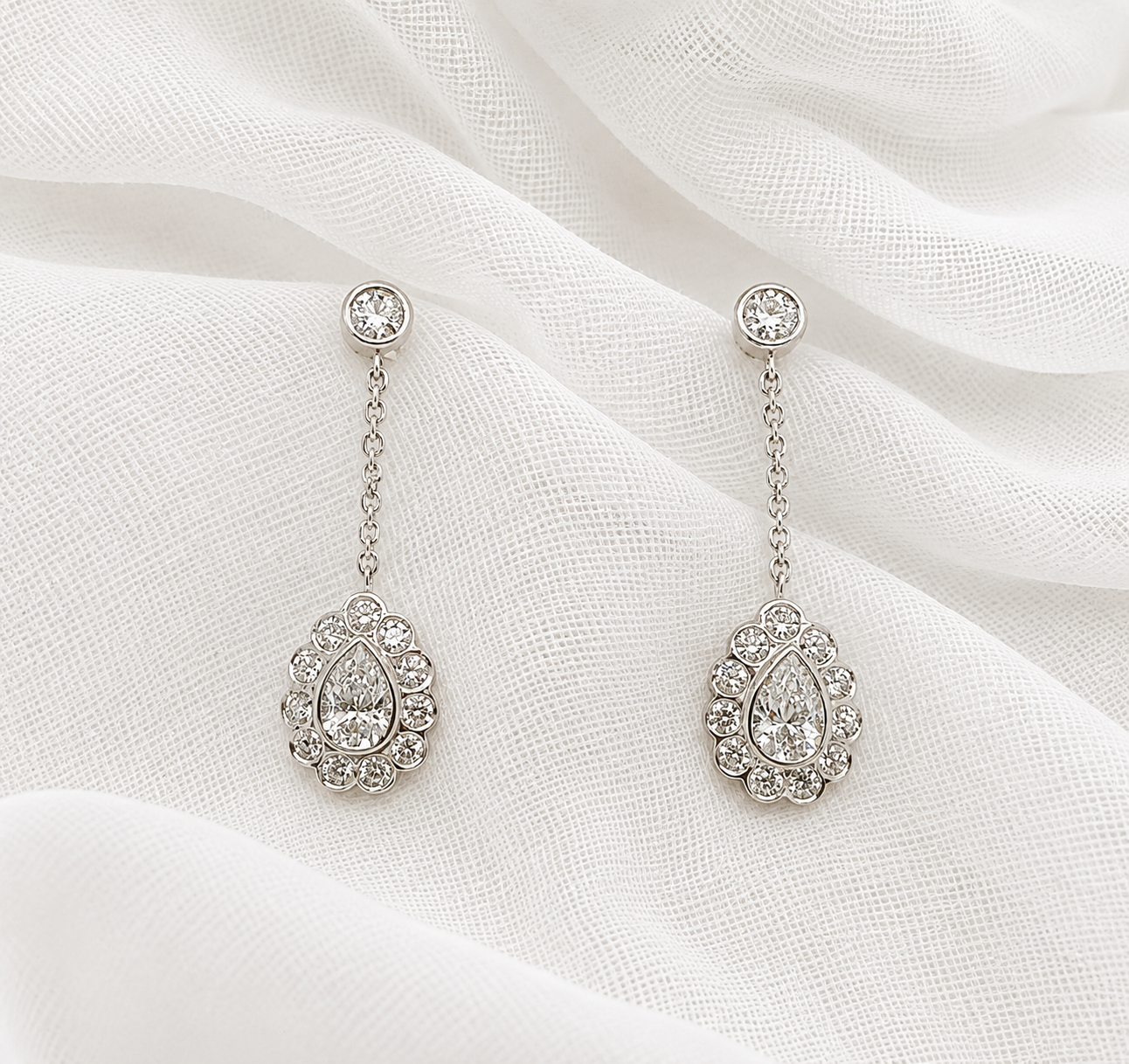 Pear Cut Diamond Drop Earrings