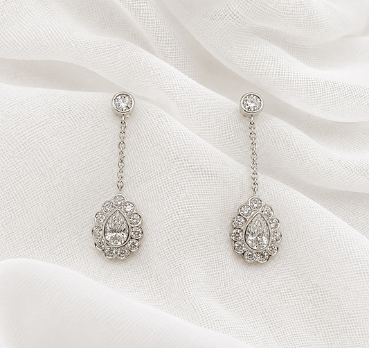Pear Cut Diamond Drop Earrings