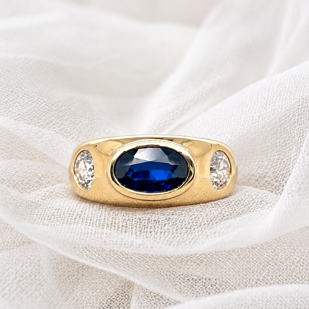 Sapphire and Diamond Domed Ring
