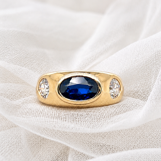 Sapphire and Diamond Domed Ring
