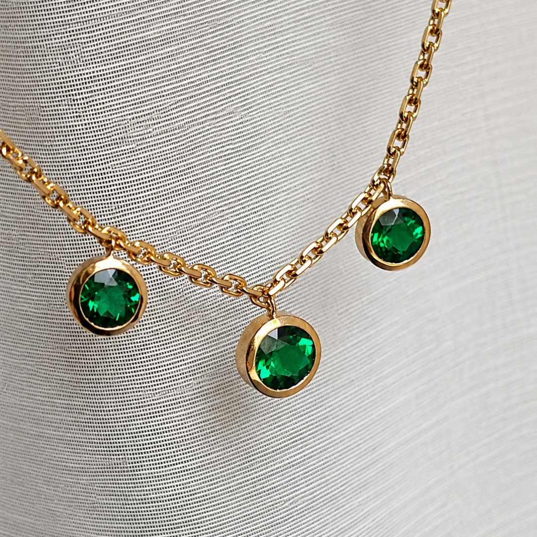 Rose Gold and Emerald Bezel Necklace