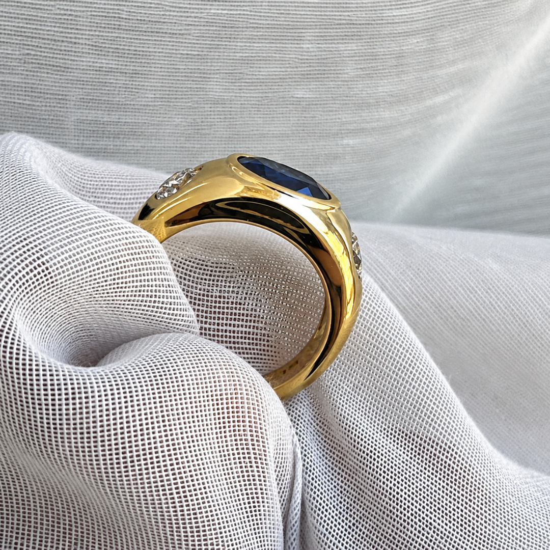 Sapphire and Diamond Domed Ring
