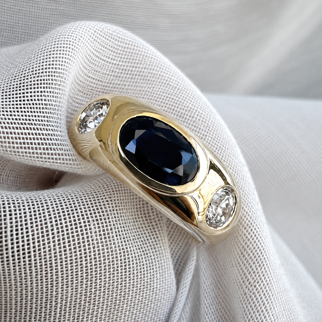 Sapphire and Diamond Domed Ring