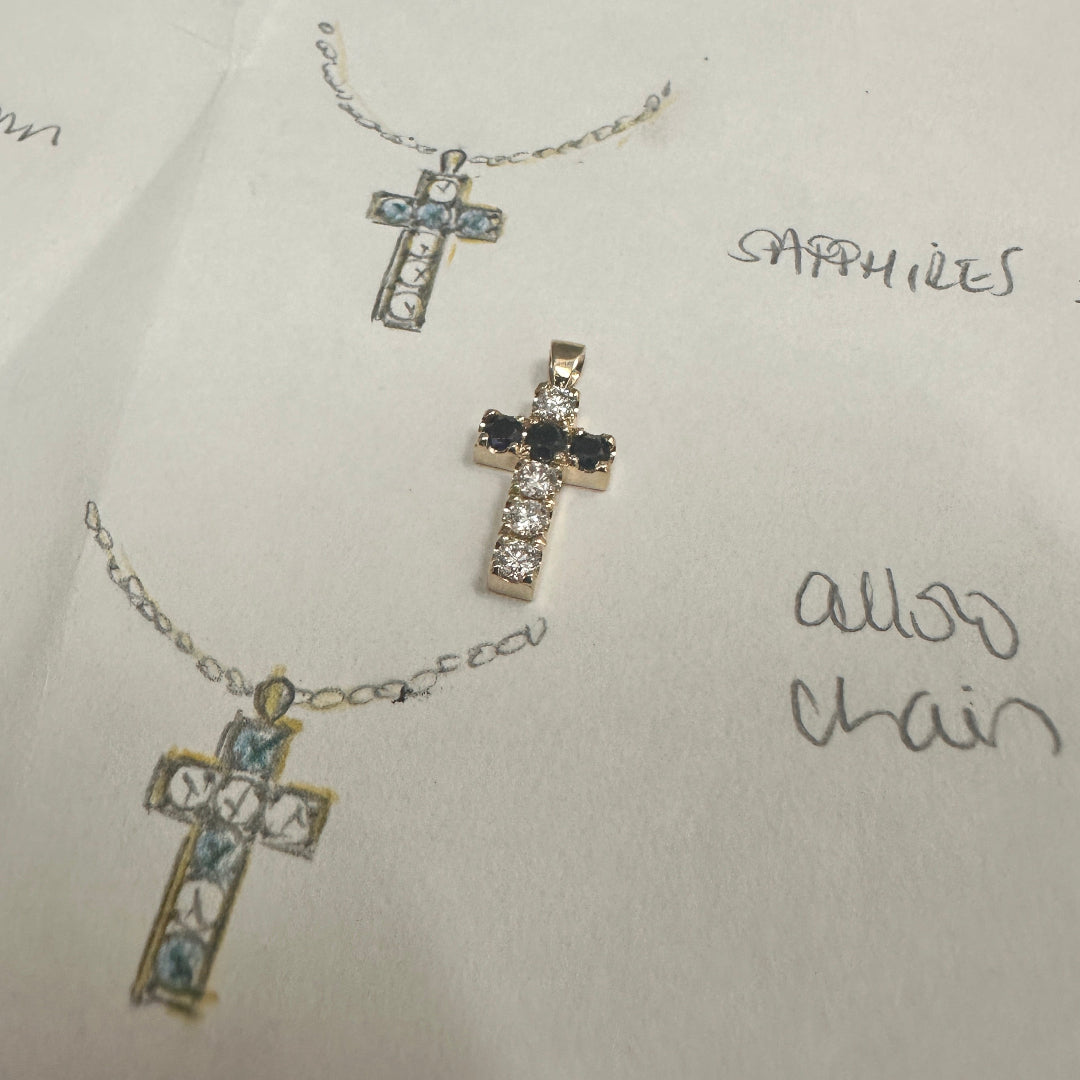 Sapphire & Diamond Cross Pendant