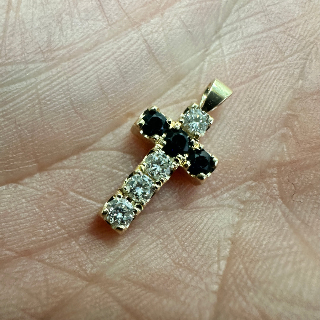 Sapphire & Diamond Cross Pendant