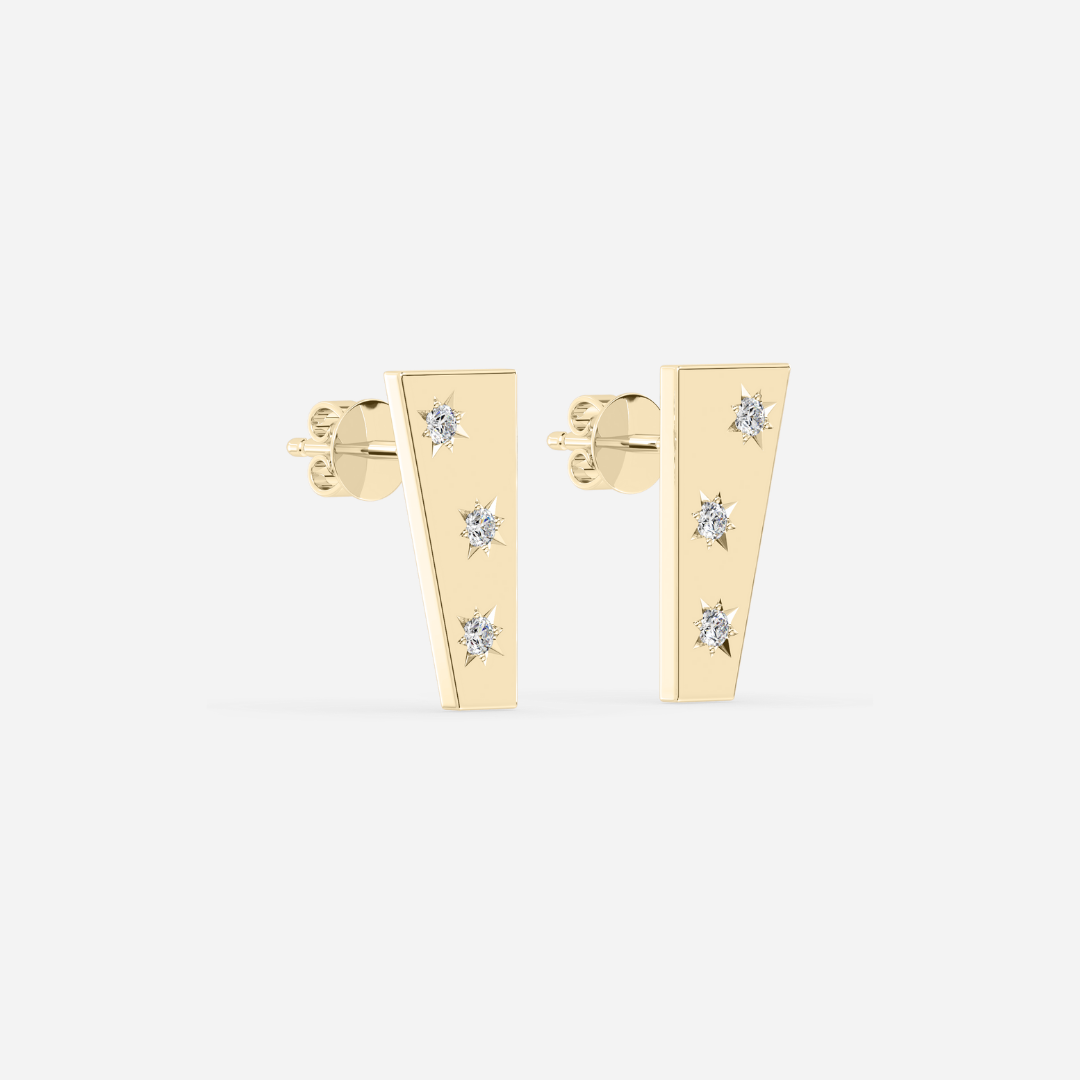 The Wedge Midi Star Set Diamond Studs