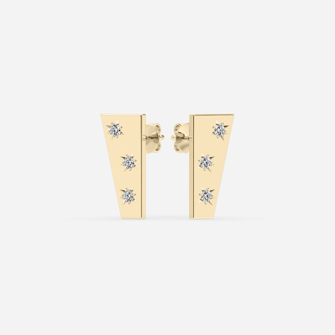 The Wedge Midi Star Set Diamond Studs