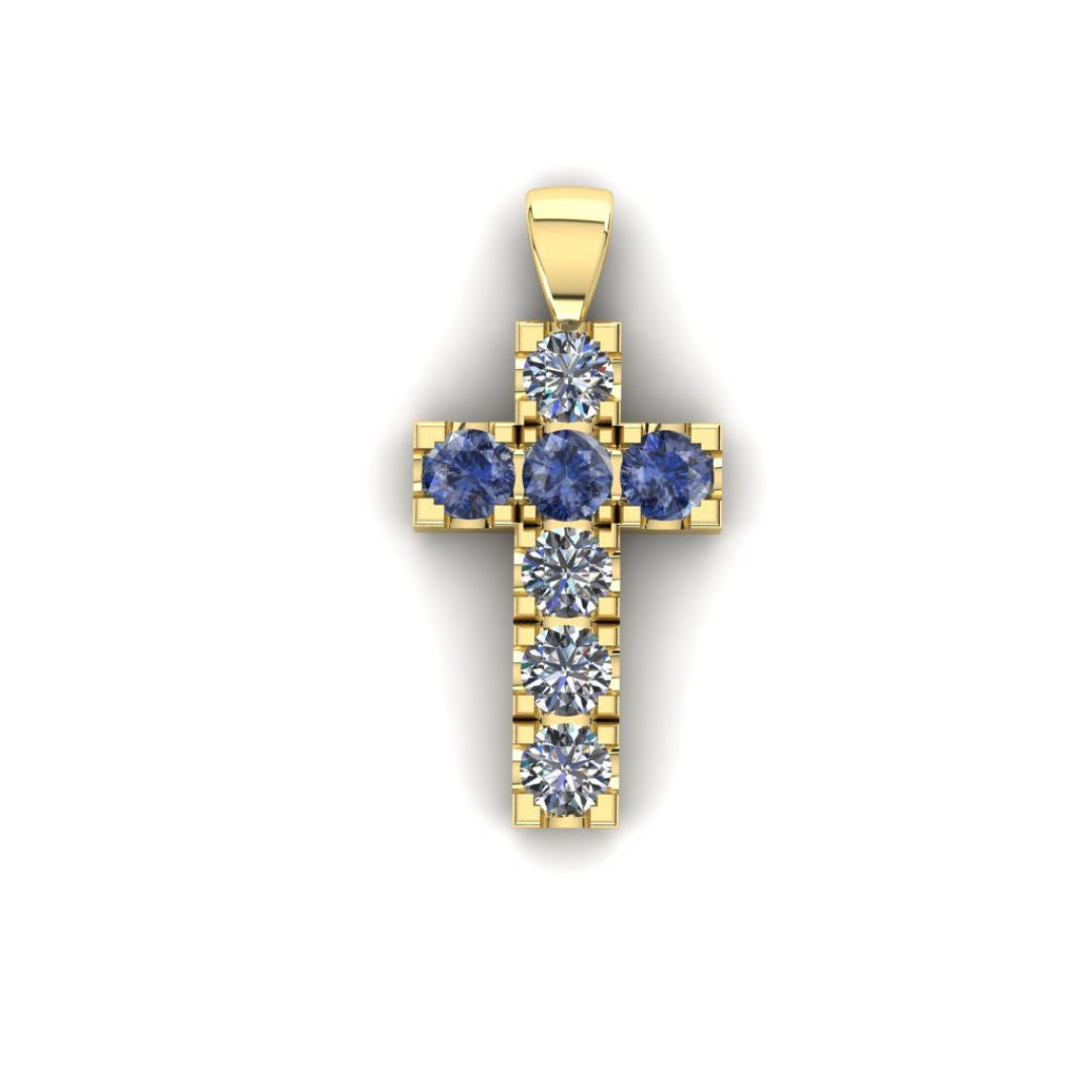 Sapphire & Diamond Cross Pendant